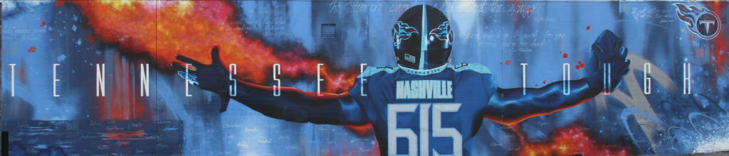 Eric “Mobe” Bass’s mural for the Tennessee Titans in Nashville