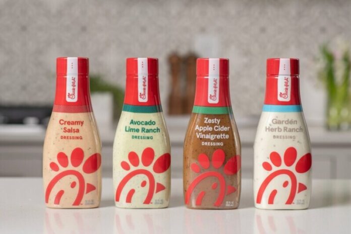 Chick-fil-A-Launches-Bottled-Salad-Dressings-Nationwide-1024x683-1 Following a successful test, four different dressings will be available at participating grocery and retail stores across the country