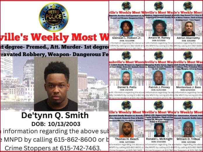 Nashville’s Weekly Most Wanted as of June 6, 2023