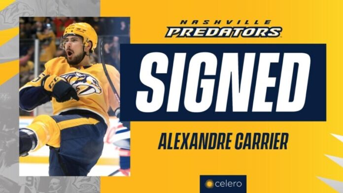 Predators-Sign-Alexandre-Carrier-to-One-Year-2.5-Million-Contract Predators Sign Alexandre Carrier to One-Year, $2.5 Million Contract