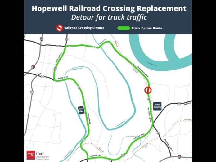 Railroad-Crossing-Replacements-to-Close-SR-45_Old-Hickory-Boulevard-in-Nashville Photo: TDOT
