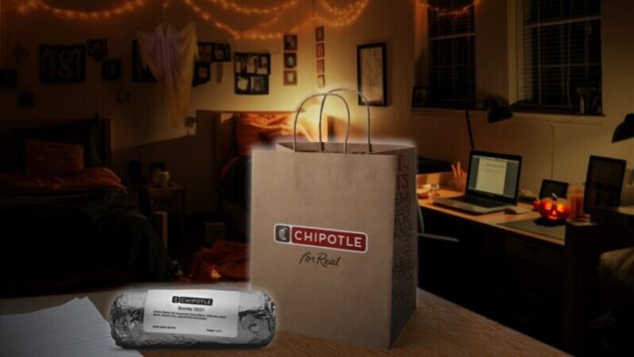 Chipotle-Boorito-2023-US Chipotle's annual Boorito tradition returns this Halloween with a $6 digital entree offer, plus late night hours in 53 college towns for one night only on Halloween.*