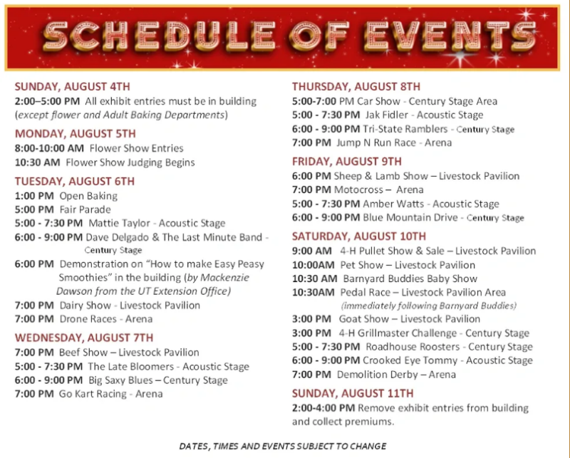 robertson county fair 2024 schedule of events