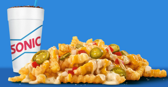 sonic-queso-fries Covered in creamy white queso and available in two craveable flavors; app users get early access