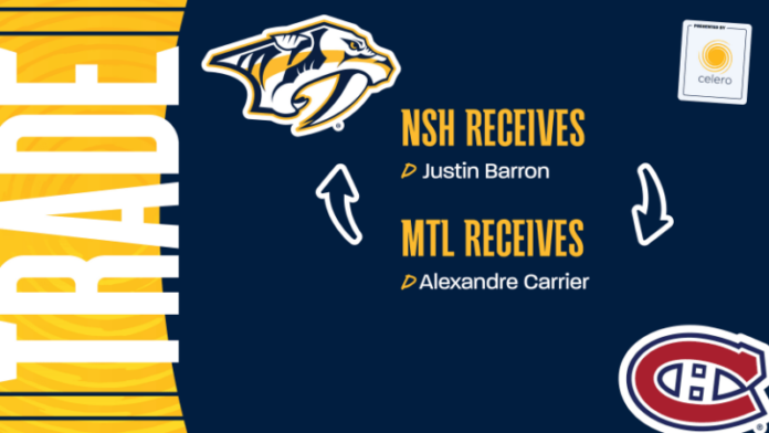 Predators-Acquire-Justin-Barron-From-Montreal Predators Acquire Justin Barron From Montreal