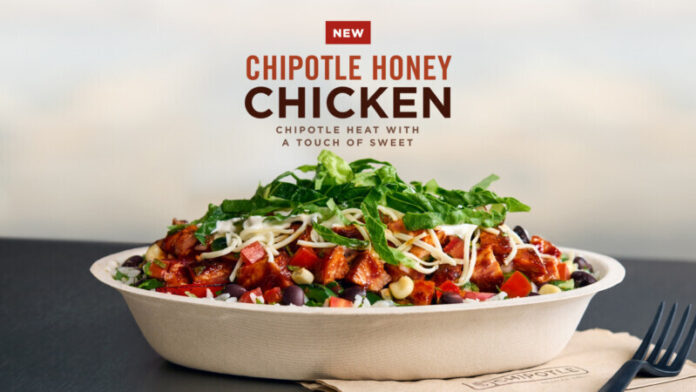 Chipotle Honey Chicken Chipotle Honey Chicken is made with fresh chicken hot off the grill, seasoned with savory Mexican spices, in a marinade of seared, smoked chipotle peppers and a touch of pure wildflower honey.
