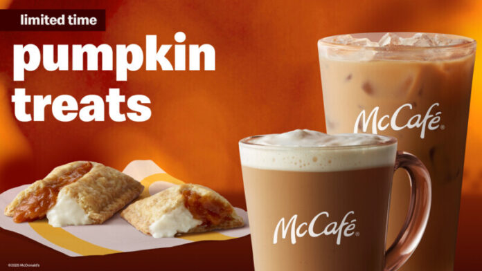 McDonalds-pumpkin-spice starting Aug. 29 for a limited time while supplies last for your fall fix.