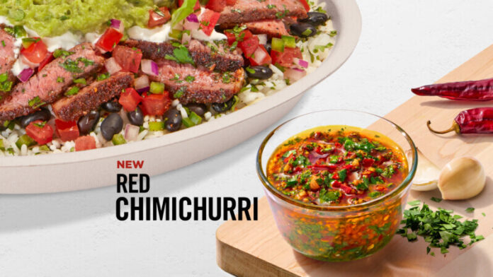 Prepared in-restaurant daily, Red Chimichurri is a tangy, delicious sauce that was curated to pair with Chipotle’s Carne Asada and is available for a limited time.
