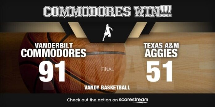 Vanderbilt Dominates Texas A&M in 91-51 Road Victory