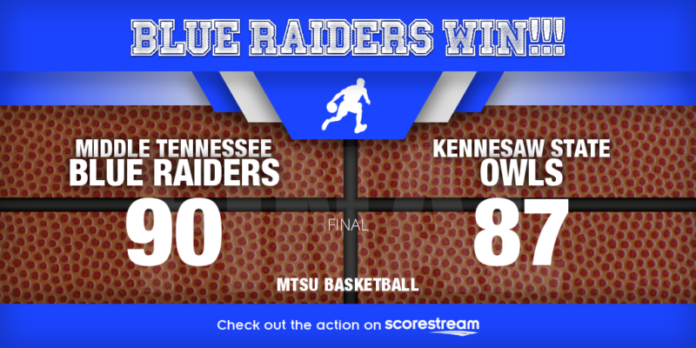 Middle Tennessee_vs_Kennesaw State_twitter_teamWins MTSU holds off Kennesaw State 90-87 in Conference USA thriller