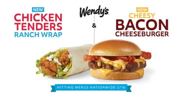 Wendy-ChickenTendersWrap Wendy’s NEW Chicken Tenders Ranch Wrap and Cheesy Bacon Cheeseburger hit U.S. menus on February 16 for a limited time