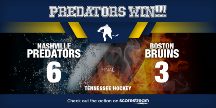 Boston_vs_Nashville_twitter_teamWins Predators roll past Bruins 6-3 behind Wood's two-goal night