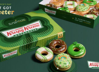 Krispy Kreme St. Patrick’s Day 2026 Doughnut Collection $12 Green O’riginal Glazed dozens return, plus guests who wear green March 16-17 can receive a free Green O’riginal Glazed® doughnut