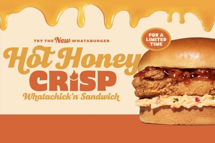 Whataburger-Hot-Honey-Crisp-Whatachickn-Sandwich Starting June 2, the new Hot Honey Crisp Whatachick’n® Sandwich brings a bold new flavor experience to the menu for a limited time