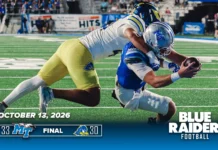 MTSU Rallies Late to Edge Delaware 33-30 Photo Credit MTSU Athletic Communications
