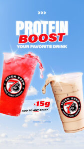 7 Brew now offers a Protein Boost nationwide, adding 15g of protein to any drink for $2. 
