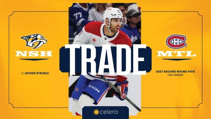 Predators Acquire Jayden Struble From Montreal Predators Acquire Jayden Struble From Montreal
