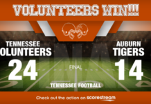 Tennessee Rides DeSean Bishop’s Three Touchdowns Past Auburn 24-14 vols vs auburn
